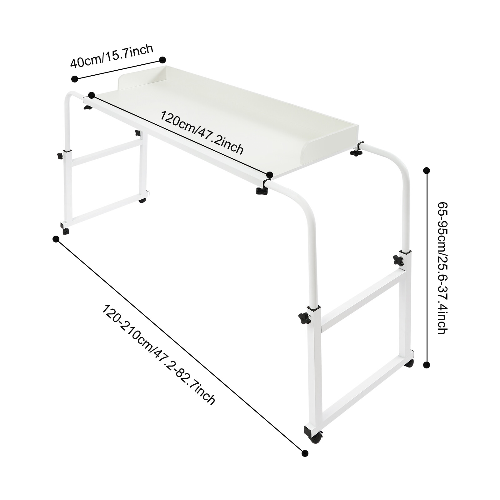 Height Adjustable Overbed Table, Overbed Table with Wheels, Over Bed Desk