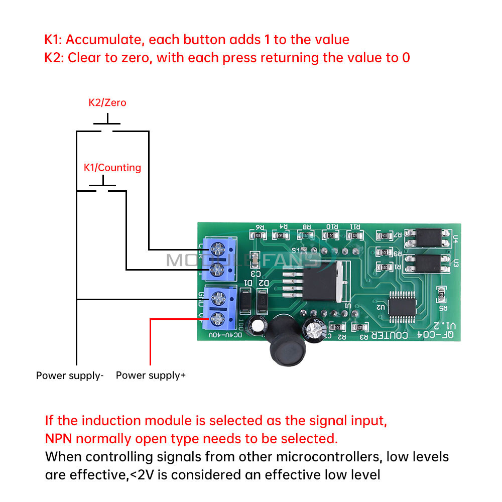 Digital Display 4 Digit Counter Module 0-9999 Counter Module W/ Memory Function