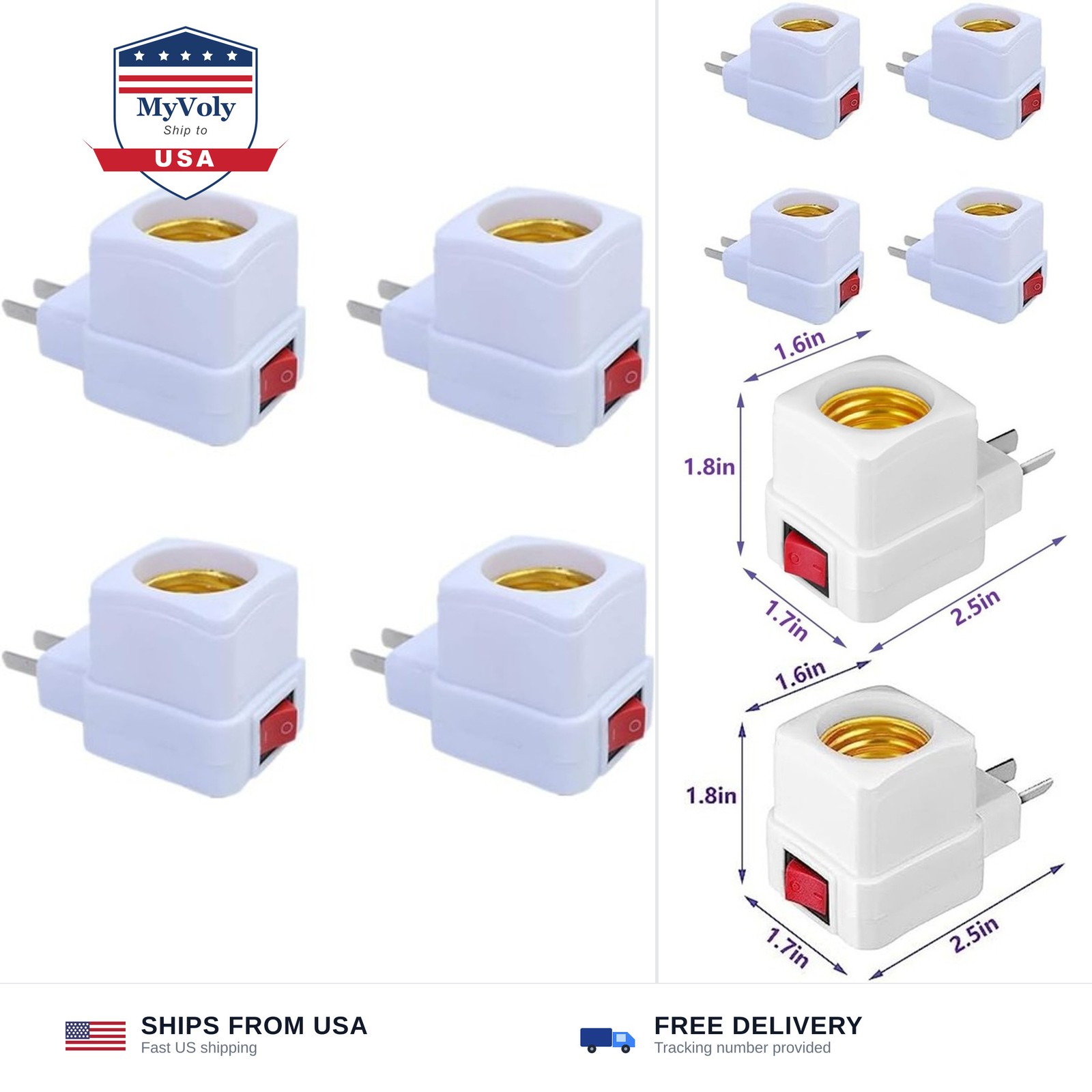 E26/E27 Socket Extension Adapter with Switch,Plug-in Light Socket,Convert Out...