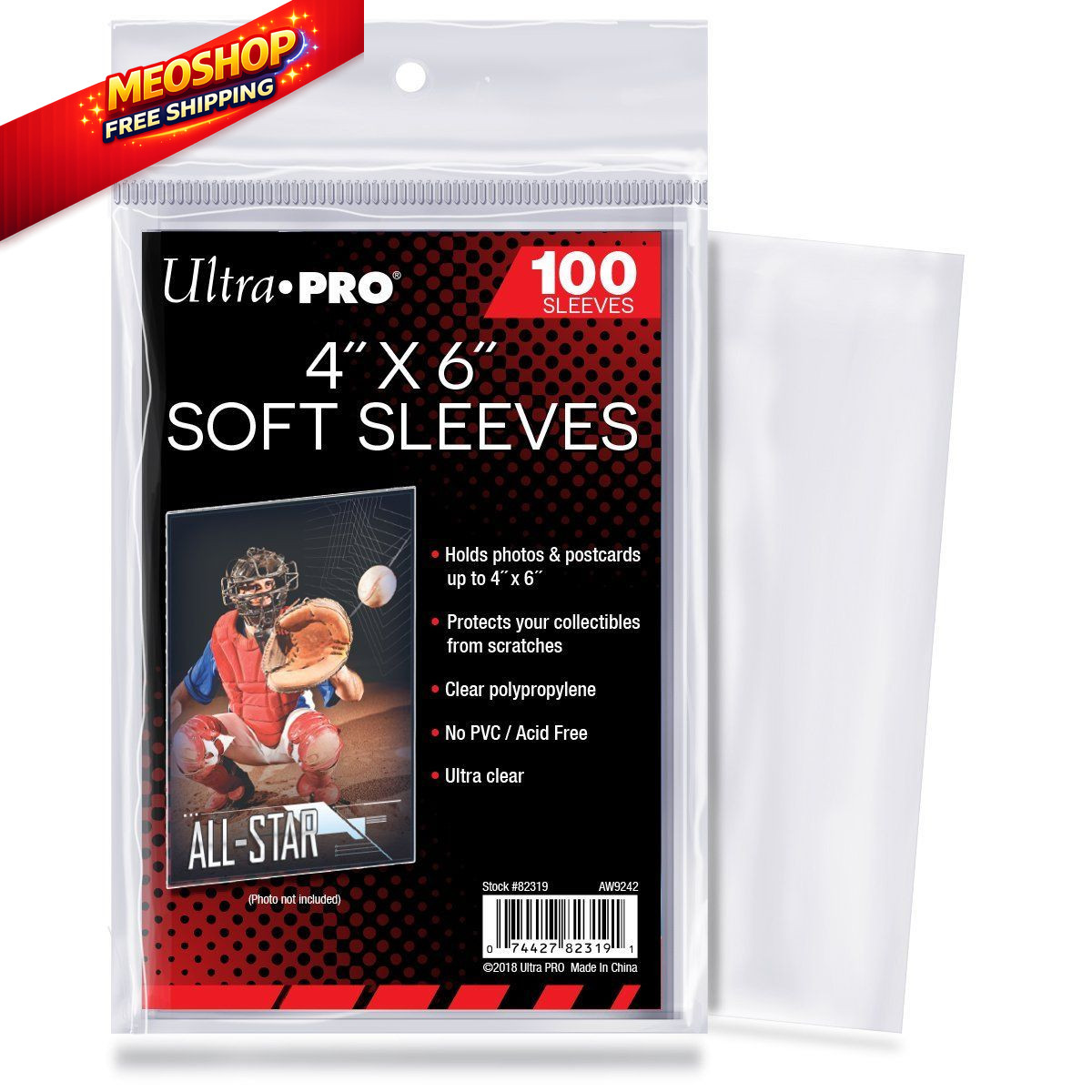 Ultra Pro 4" x 6" Soft Sleeves (100) 100-Pack, Clear