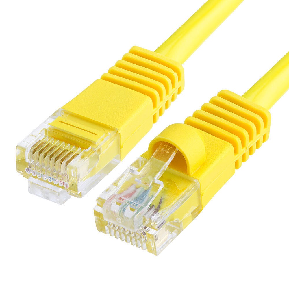 2 Pack Cat5e Patch Cord Yellow 75 Feet Lan Ethernet Cable Network Internet RJ45