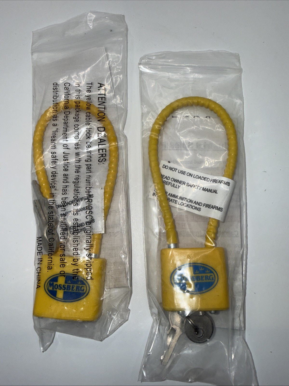 Mossberg Regal Rifle Firearm Gun Safety Cable Lock Brand New 30mm Lot Of 2