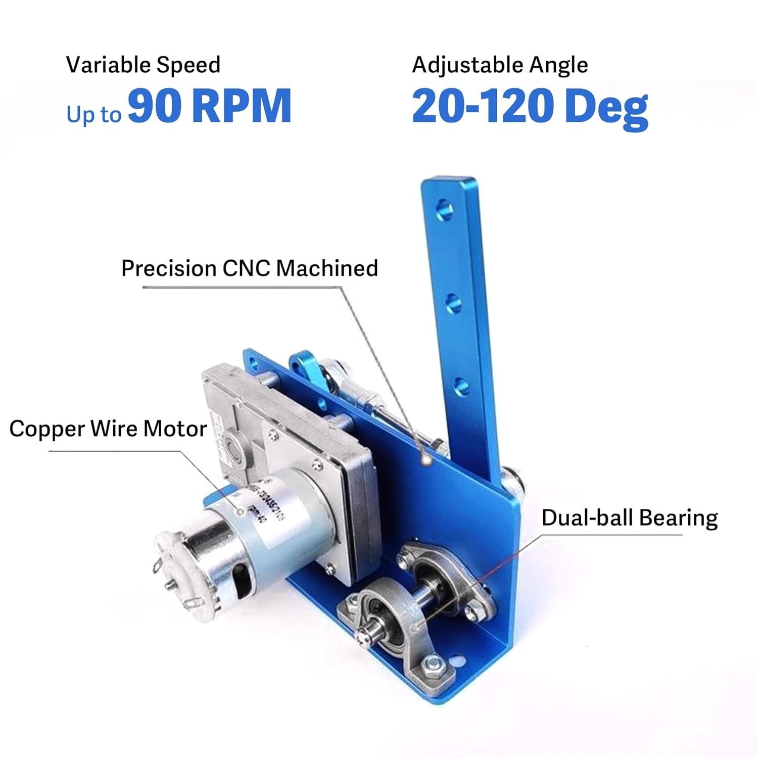 DC 24V Reciprocating Swing Motor, Adjustable 20-120° Variable Speed 90RPM Animat
