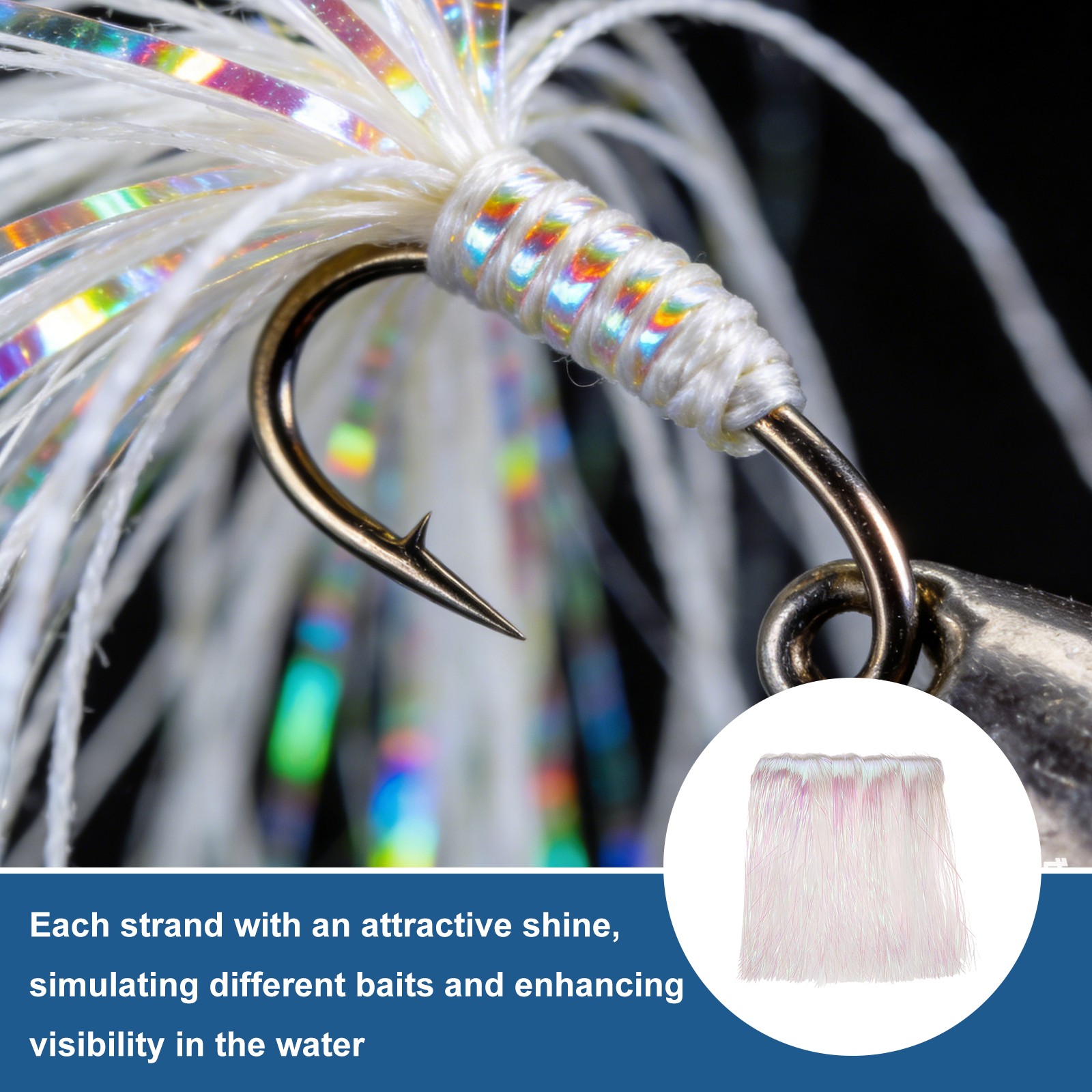 Fly Tying Materials, Crystal Flash 10 Pcs & 12 Inch & Beige & PE