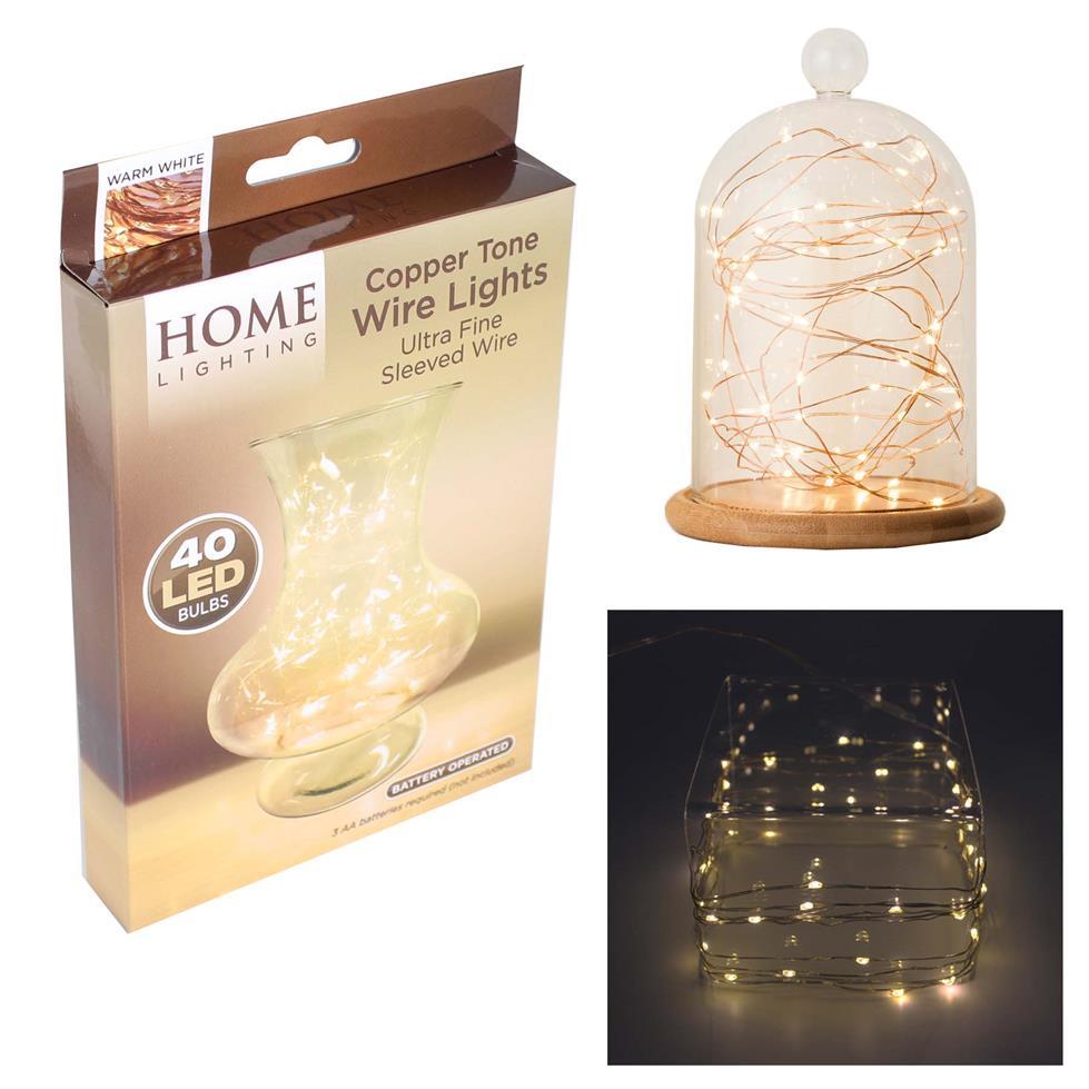 Home Lighting 'Warm White' Copper Tone Wire Lights - 40 LED Bulbs