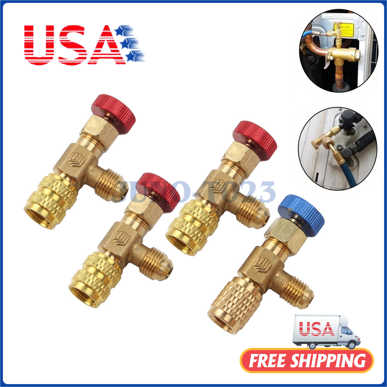4pcs Air Conditioning Refrigerant Charging Valve, Safety Adapter for R22 R410A