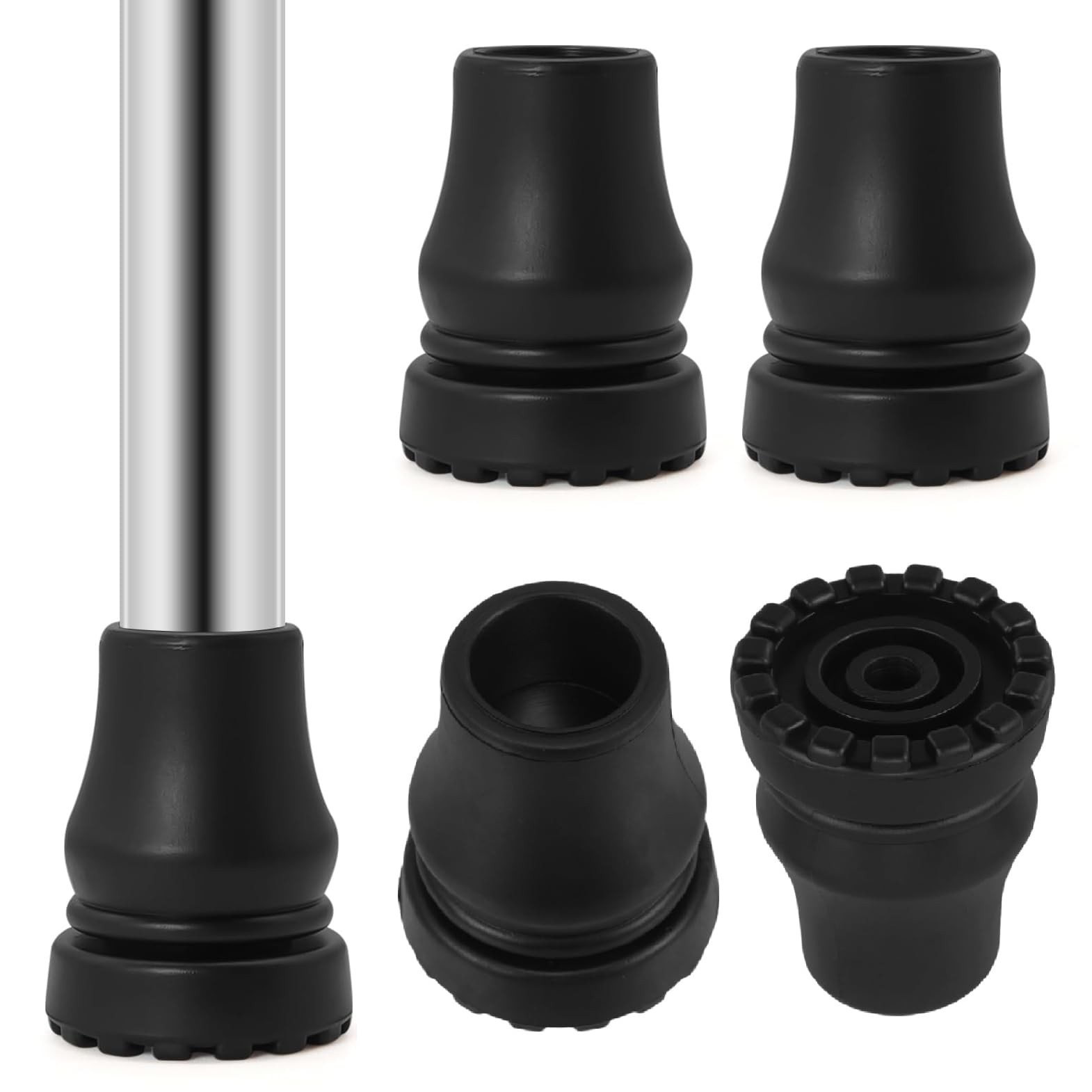 4PCS Rubber Crutches Tips 5/8 Inch Heavy Duty Walking Cane Tips, anti Slip Repla