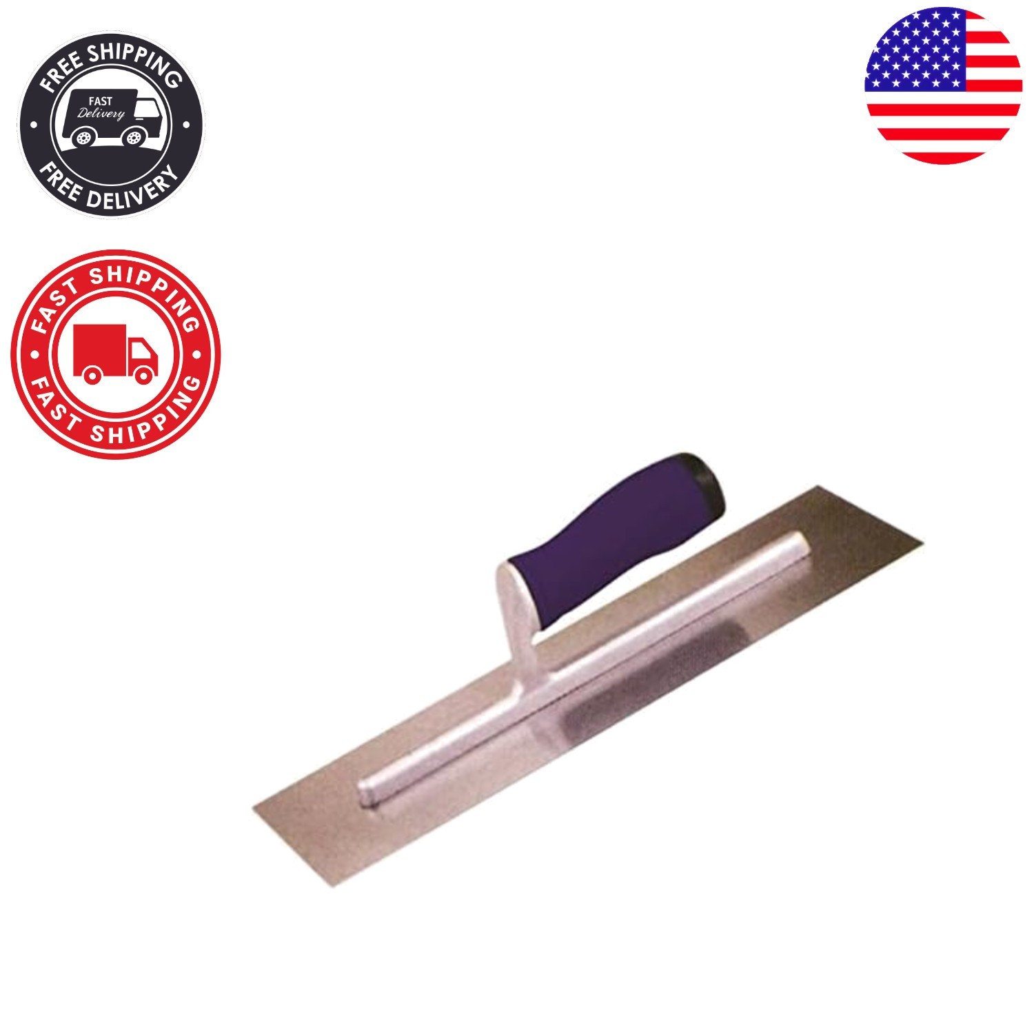 Professional Finishing Trowel 12" x 4" - Tempered Carbon Steel, Ergonomic Grip