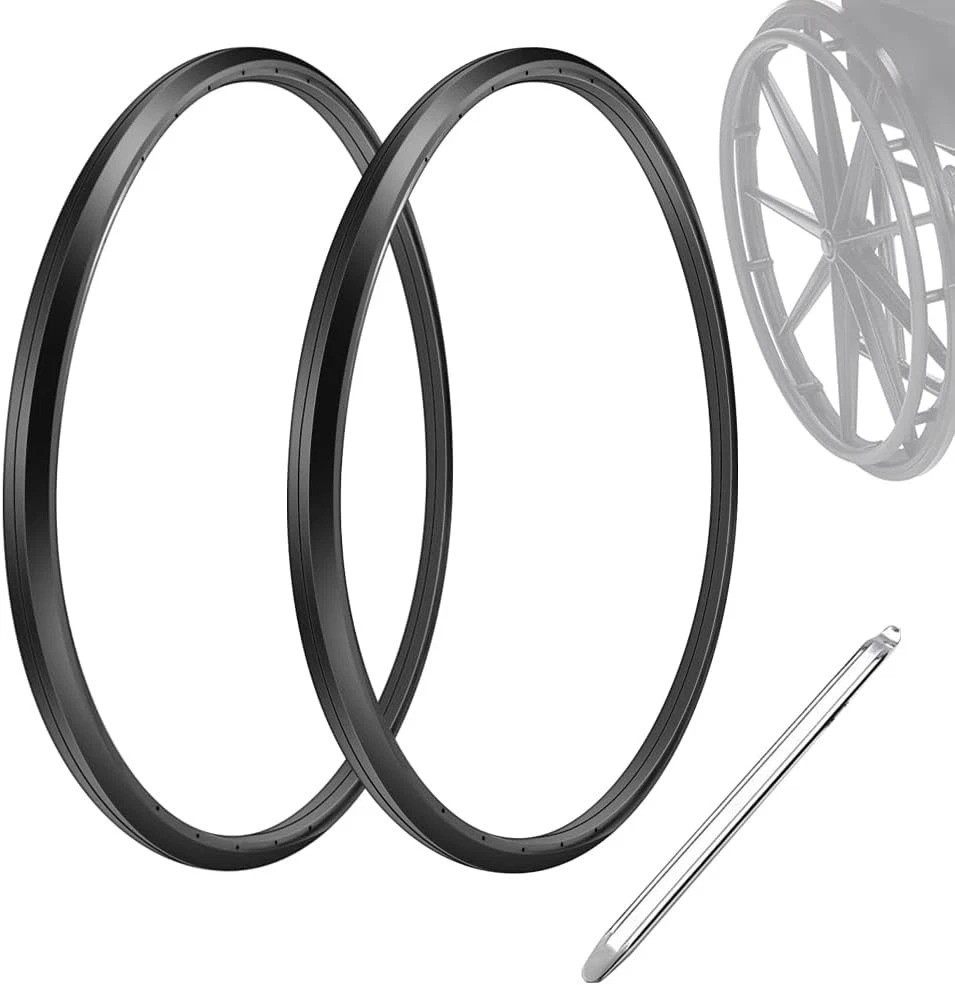 (1 Pair) Wheelchair Rear Wheel Replacement Tire, 24X1 Standard, Black