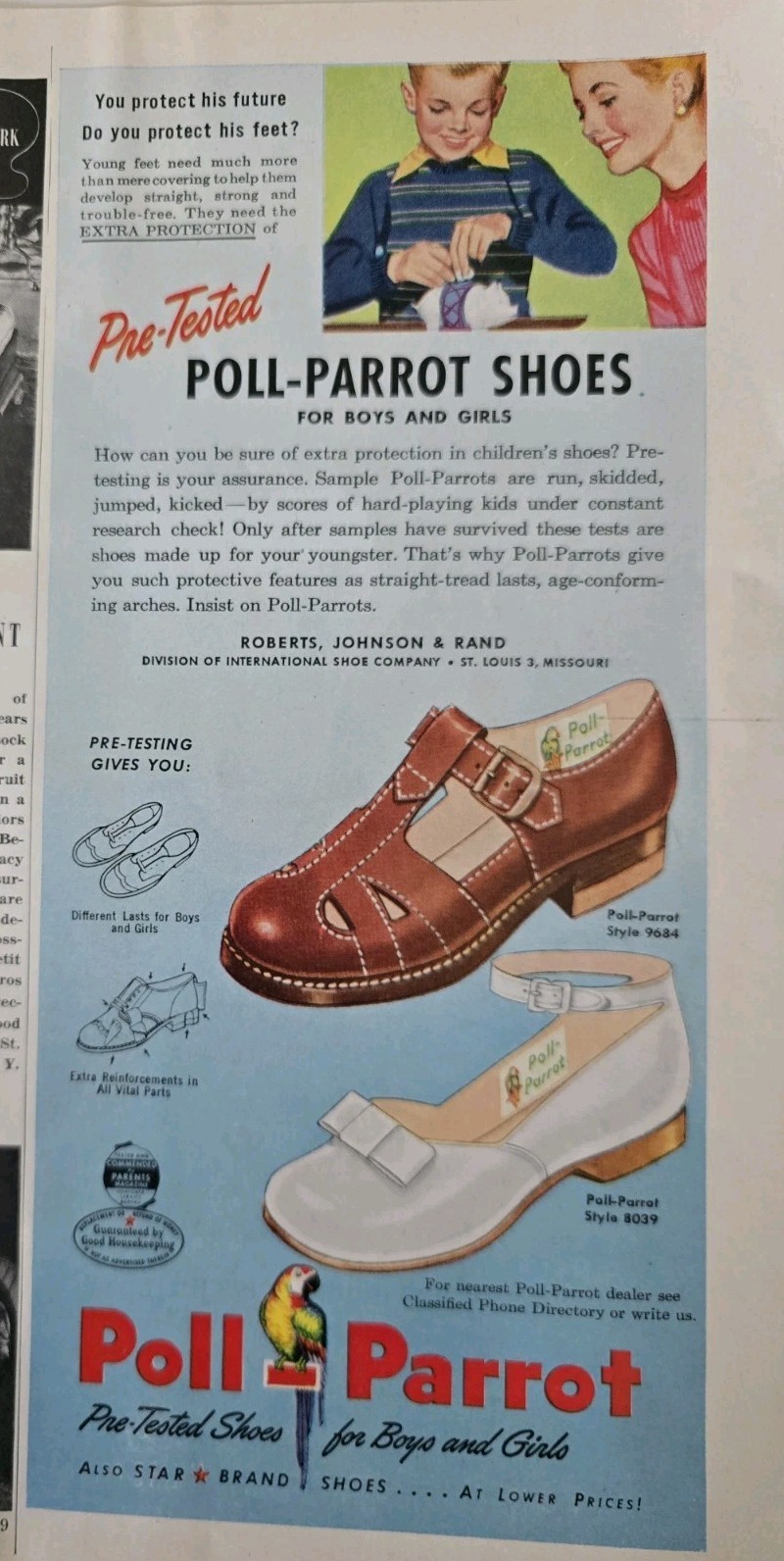 1948 Poll-Parrot Little girls shoes two styles 9684 and 8039 Vintage ad
