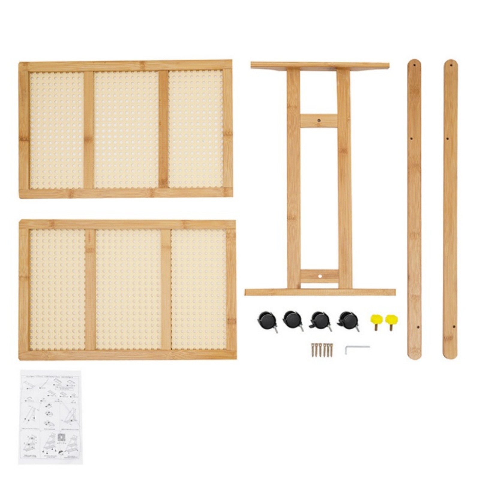 2 Tiers Bamboo Storage Rack, Floor Standing Storage Stand, Foldable Storage Rack