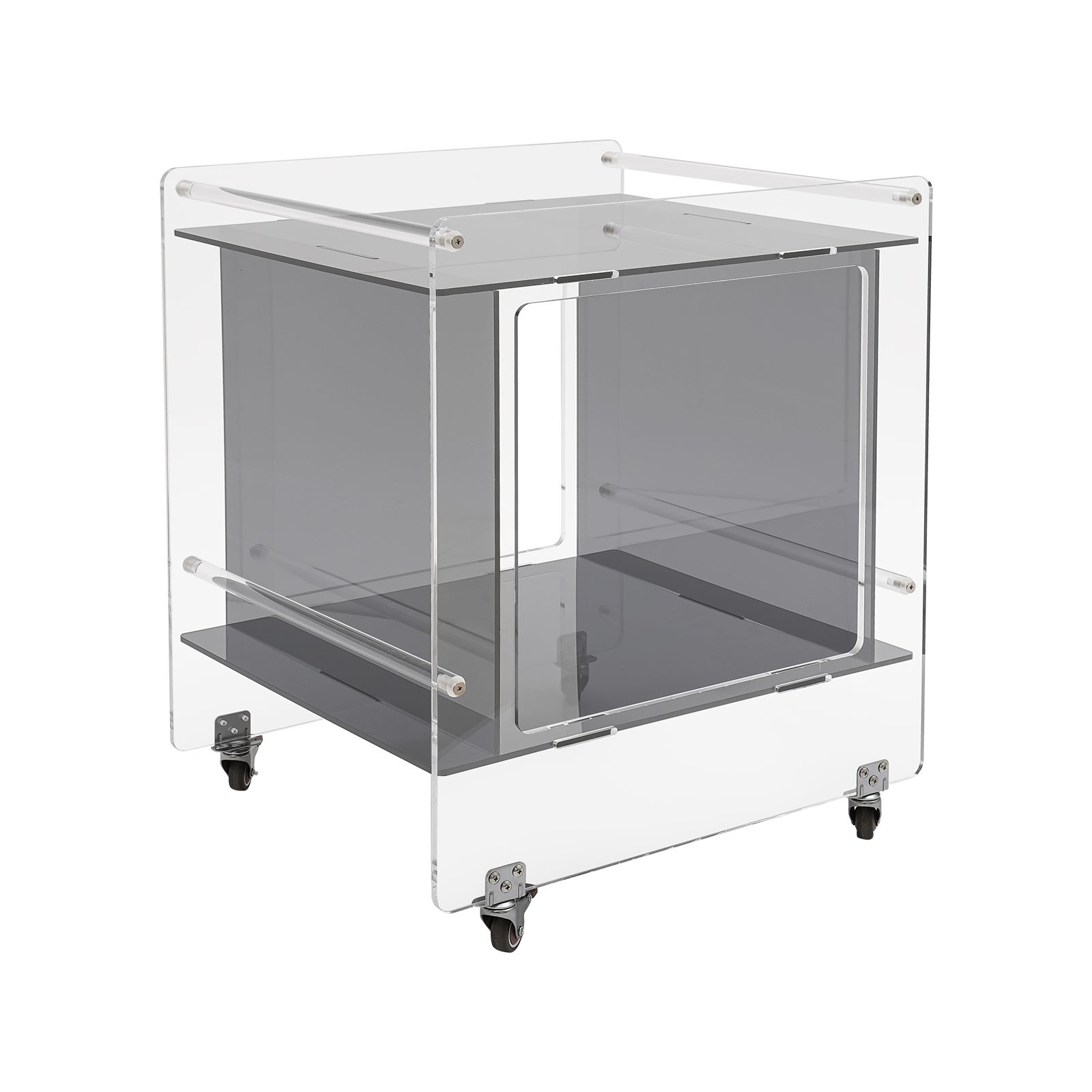 46x40x55cm Side Table Acrylic Mobile Table Multifunctional End Table with Wheels