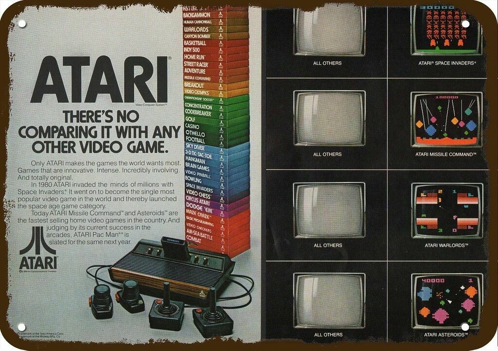 1981 ATARI Video Game System Vintage-Look-Edge **DECORATIVE REPLICA METAL SIGN**