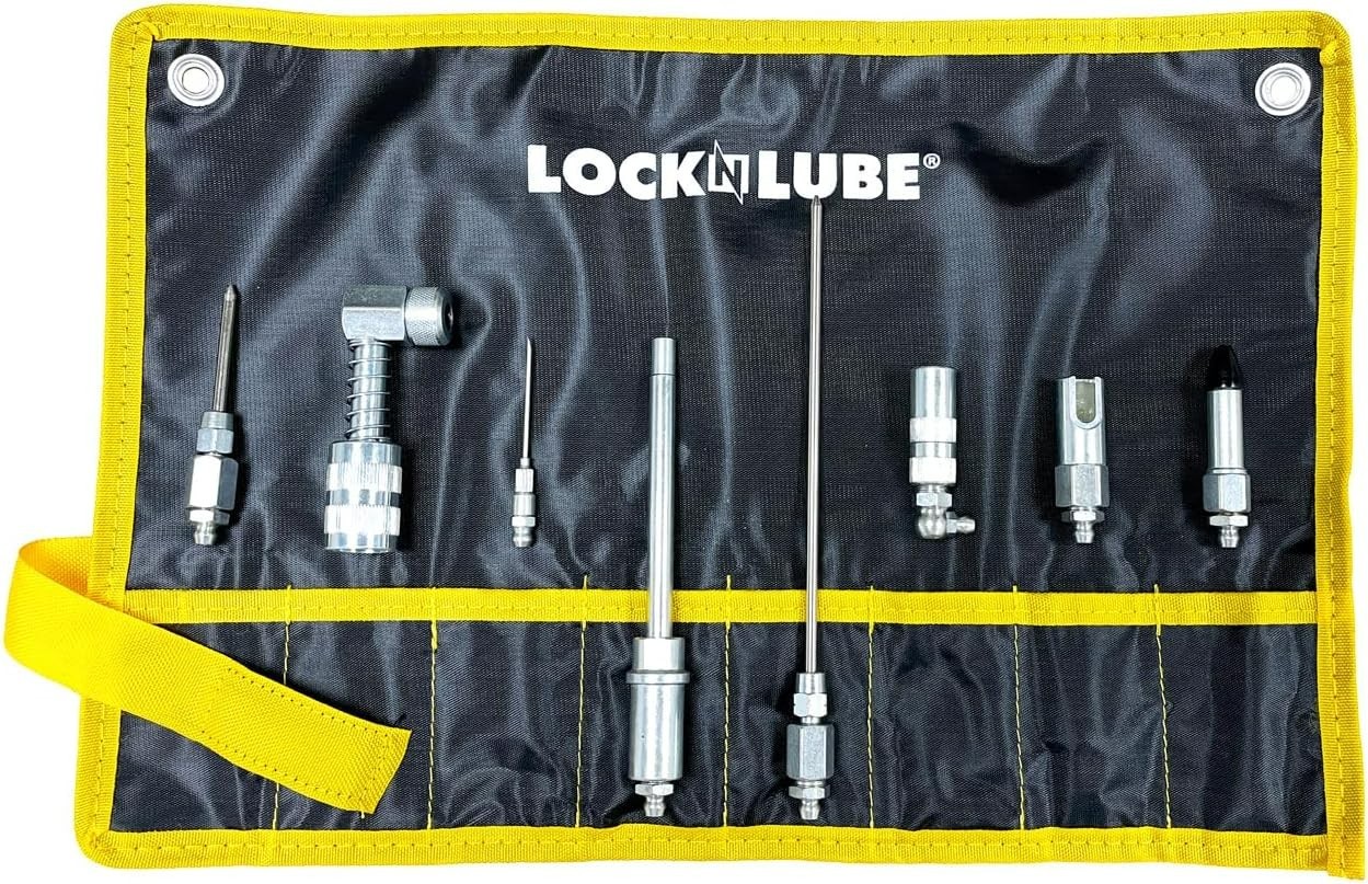 8-Piece Quick Connect Grease Accessory Kit with Rip-Stop Case for Any Fitting