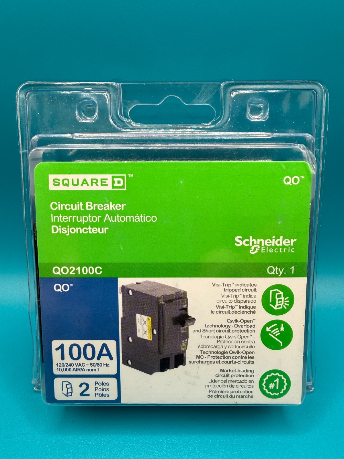 Square D QO2100C Miniature Circuit Breaker - 100 A, 2 Pole, 120/240 VAC