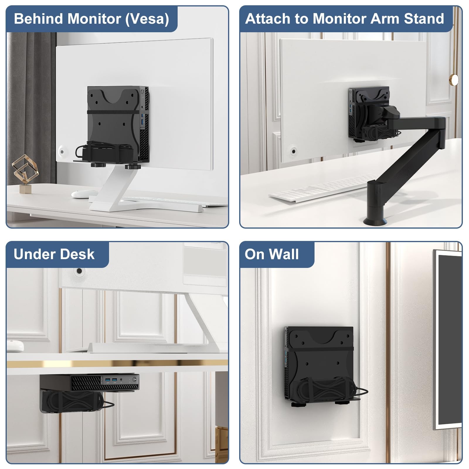 Adjustable Thin Client Mini PC Mount Bracket, Mini PC Vesa Mount, Under Desk ...