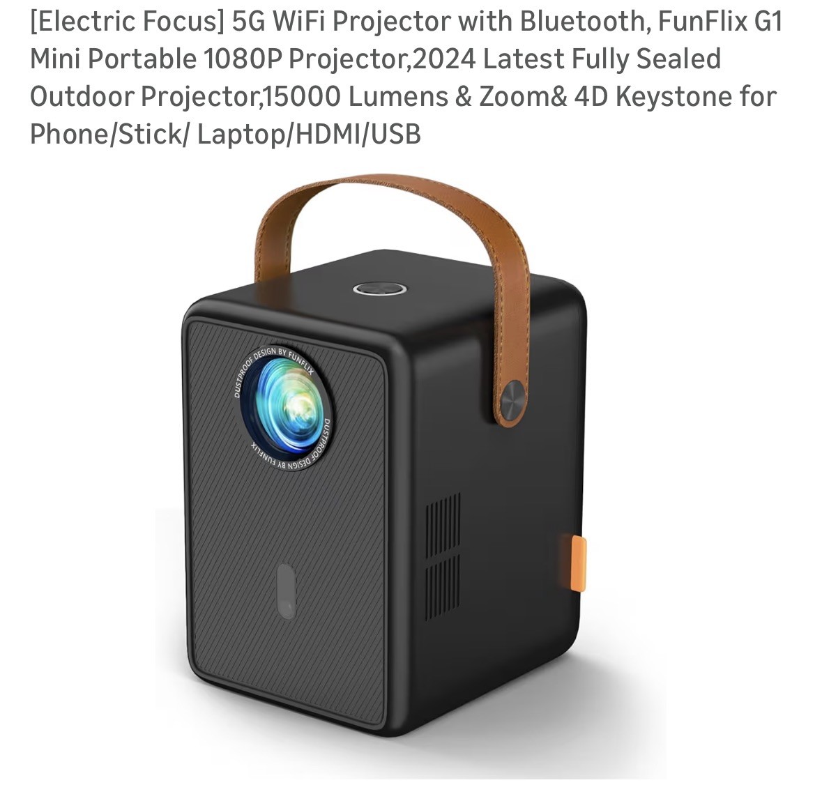 FunFlix G1 Mini Projector 5G WiFi Bluetooth 1080P Full HD 15000 Lumens