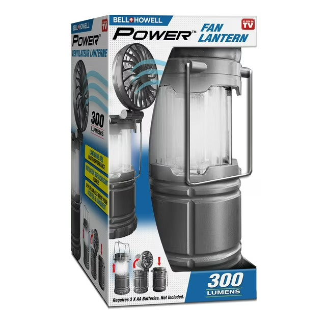 Bell & Howell 300 Lumens Power Fan Lantern Led Lateen Flip-Up Fan Easy Storage