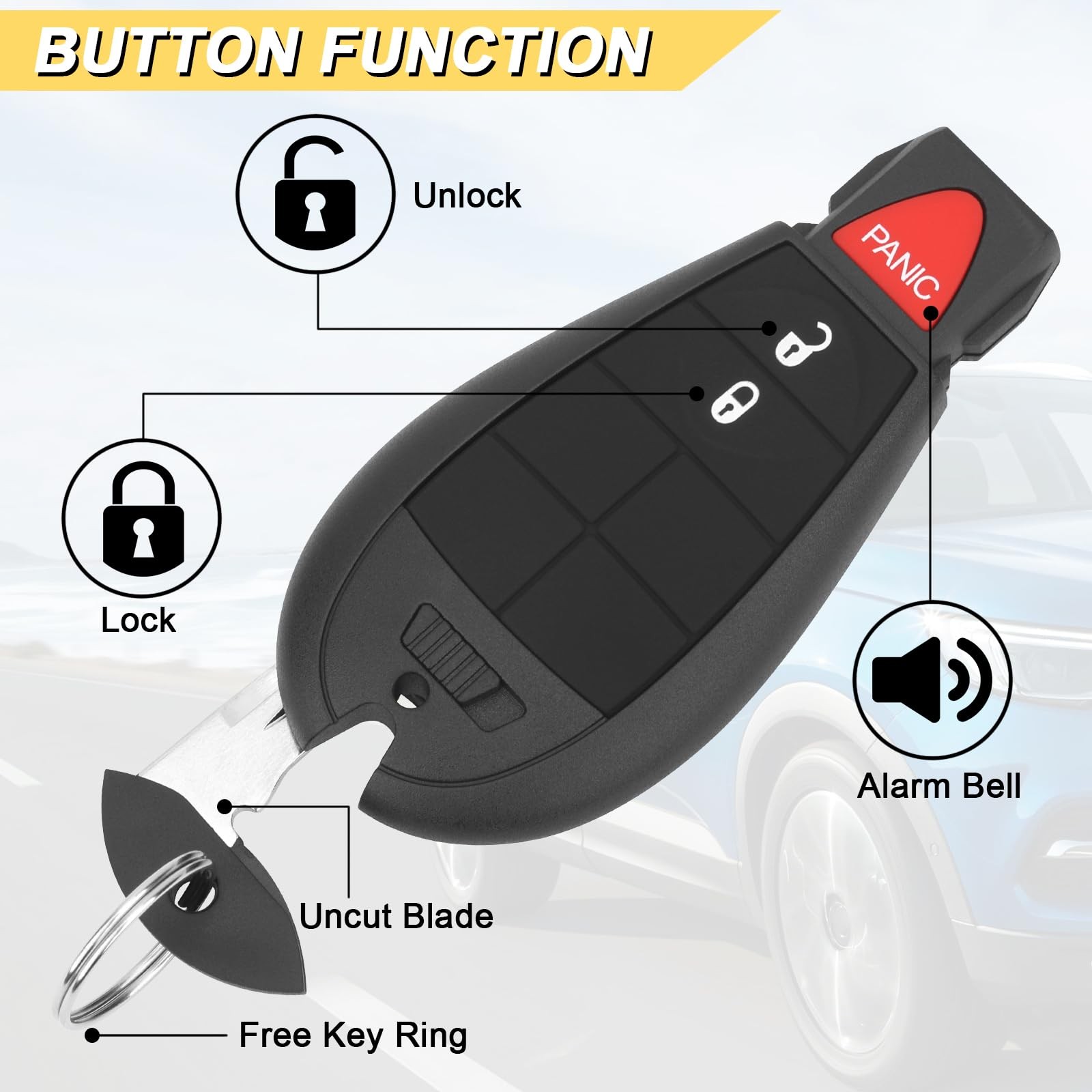 Key Fob for 2013-2021 Ram 1500 2500 3500 4500 5500/19-21 Ram 1500 Classic Car...