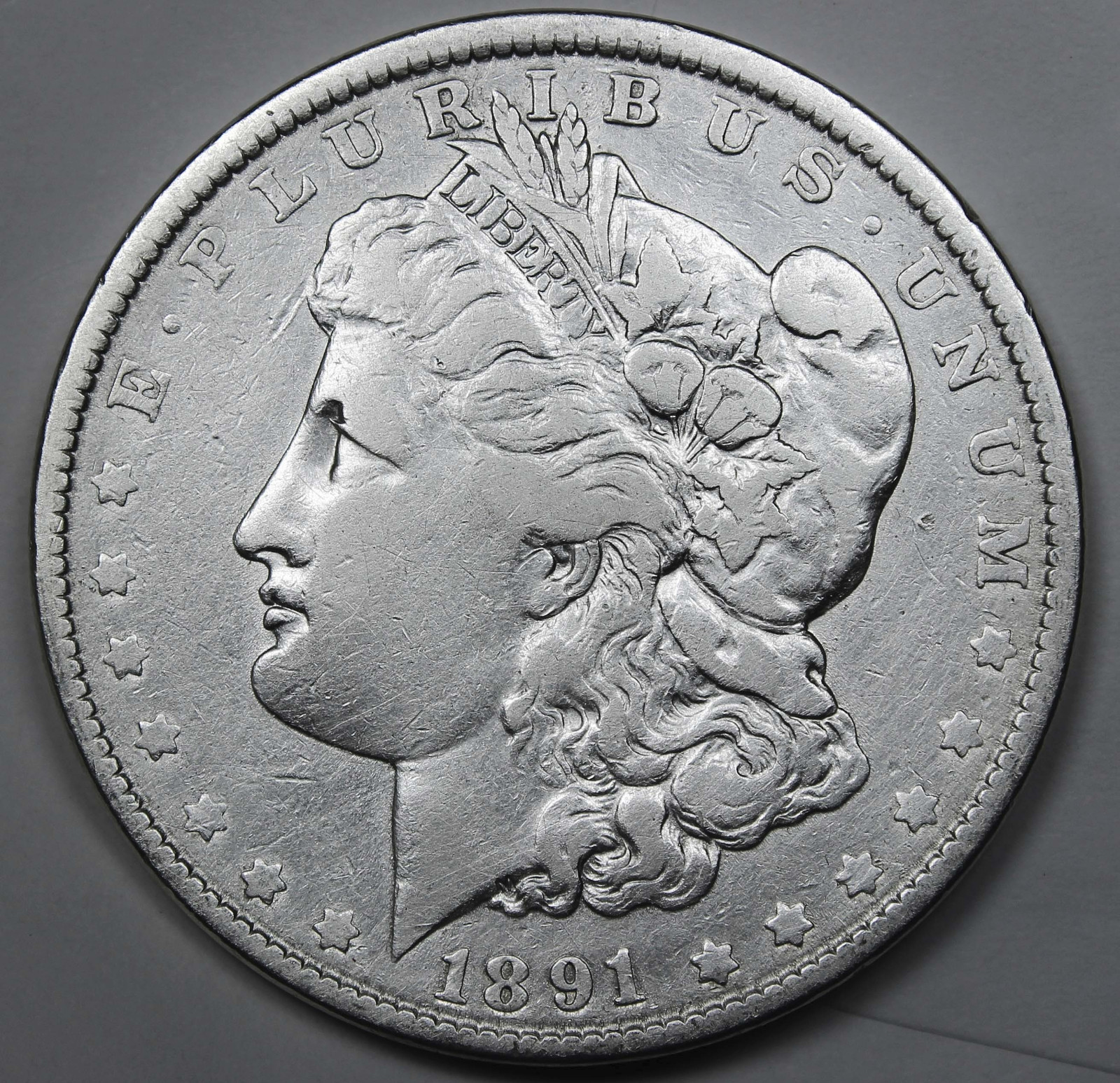 1891-p Morgan Silver Dollar. Better Grade   (Inventory A)