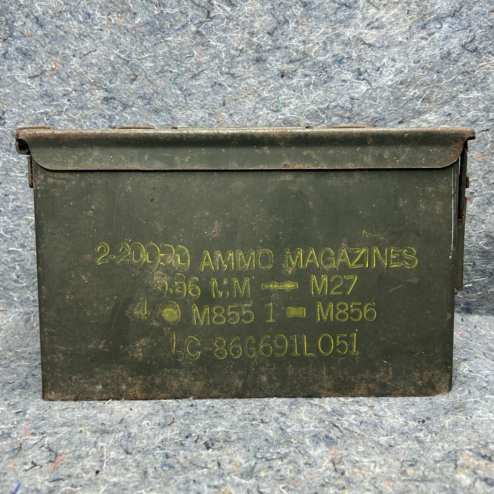 Vintage US Military 5.56mm M249 SAW Ammo Can LC-86 200RD Steel
