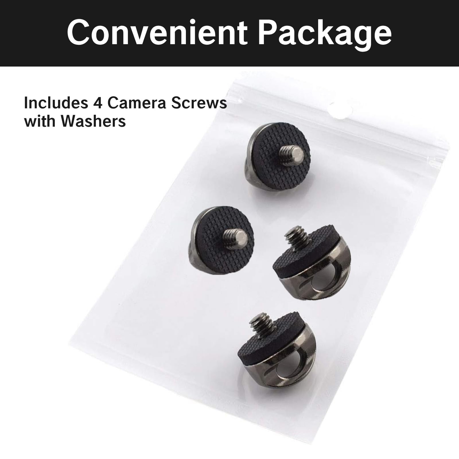 NIIIYTYB 4 Packs Camera D Ring Screws 1/4-20 Quick Release Mount Small, Black