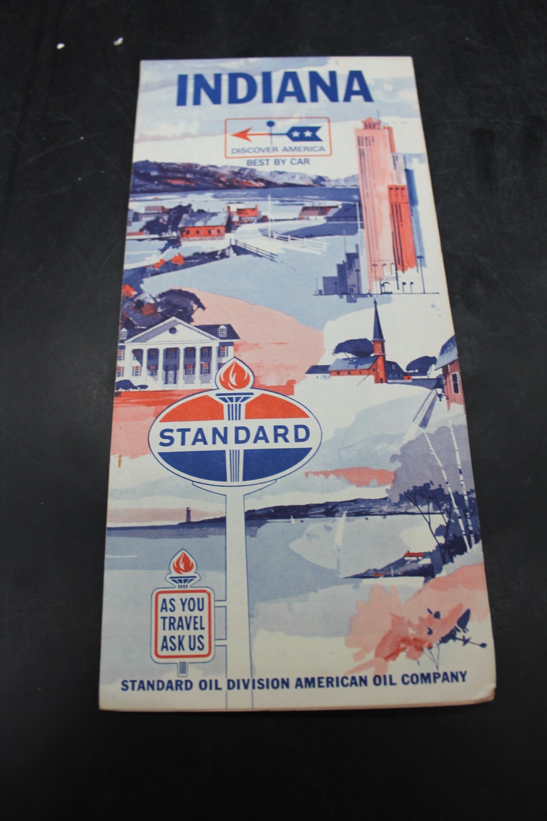 Vintage 1963 Standard Oil Indiana Road Map Travel Guide Folded Brochure USA
