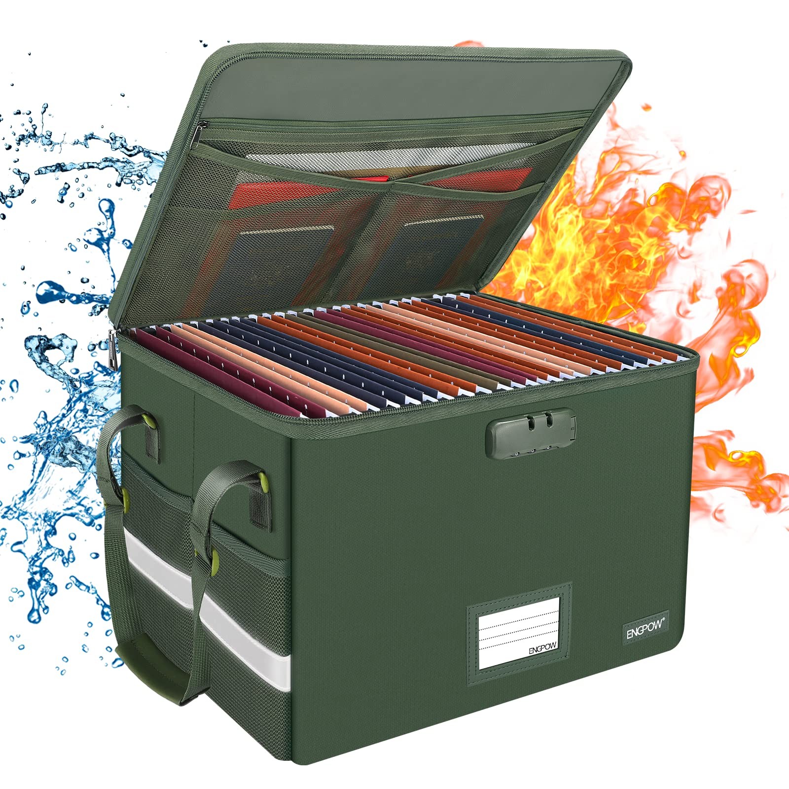 File Box with Lock Fireproof Document Box with Zipper Lid Collapsible File St