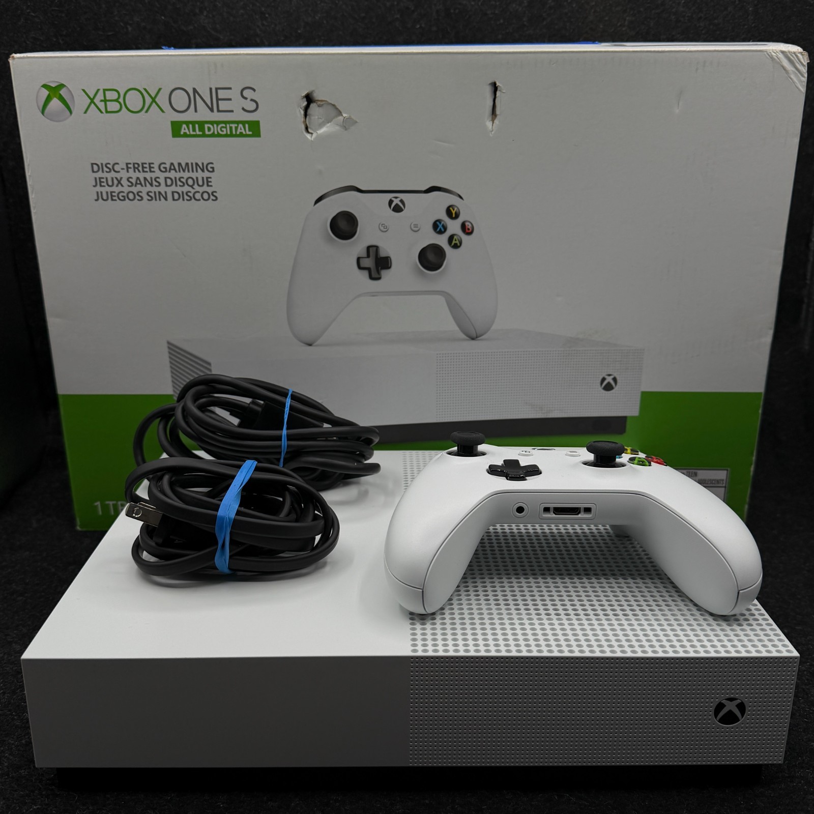 MICROSOFT XBOX ONE S ALL DIGITAL EDITION 1 TB MODEL 1681 WHITE CONSOLE WORKS