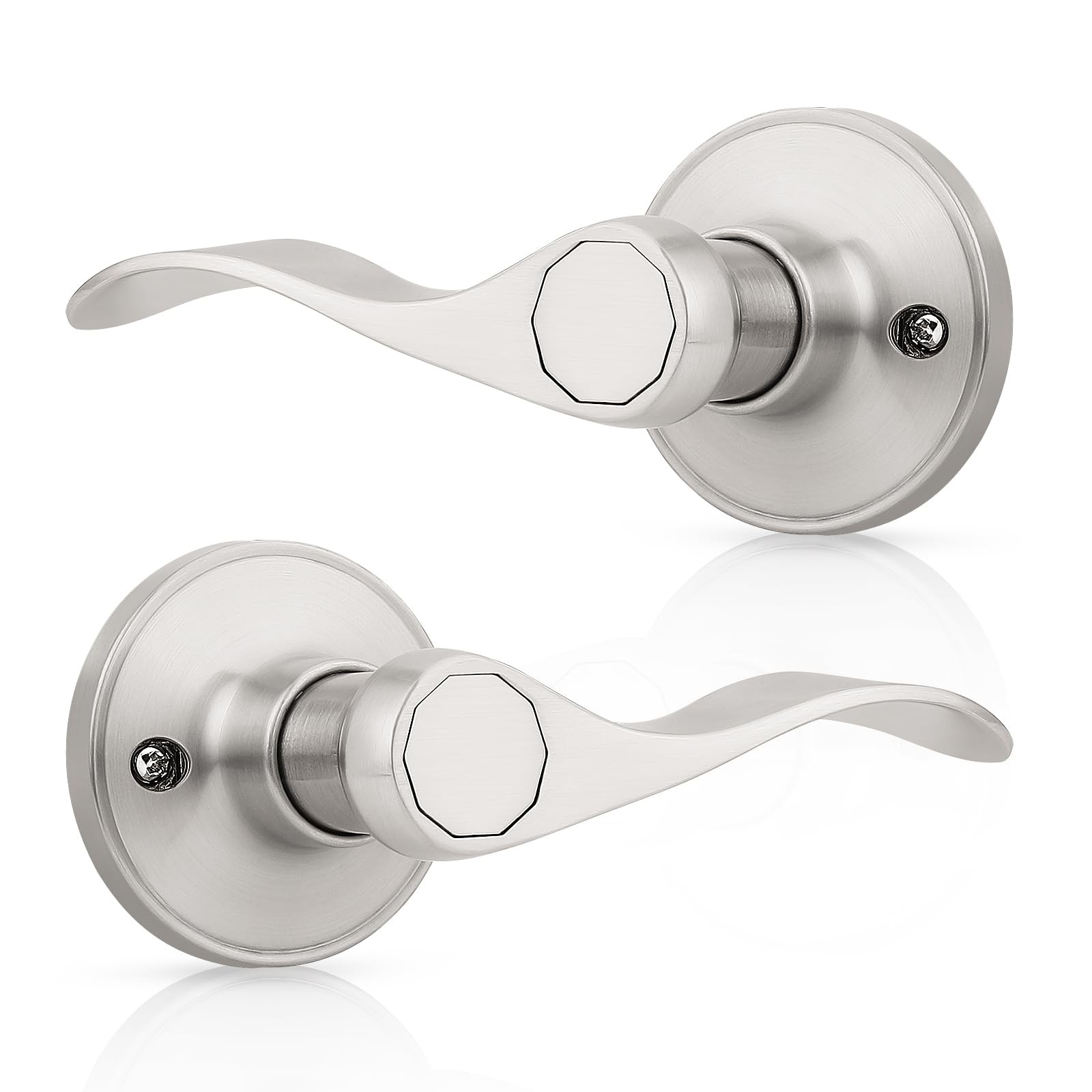 KNOBWELL 1 Pair of Dummy Door Handles Brushed Nickel 1 Set,