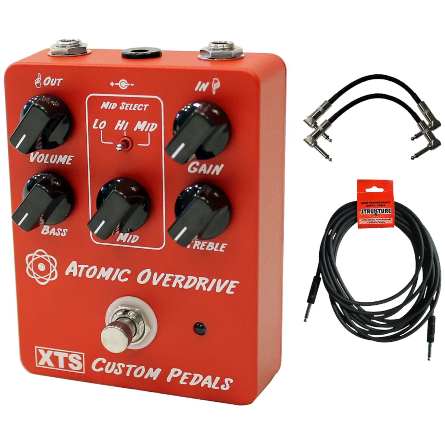 Xact XTS Atomic Overdrive Pedal w/ 3 Guitar Cables