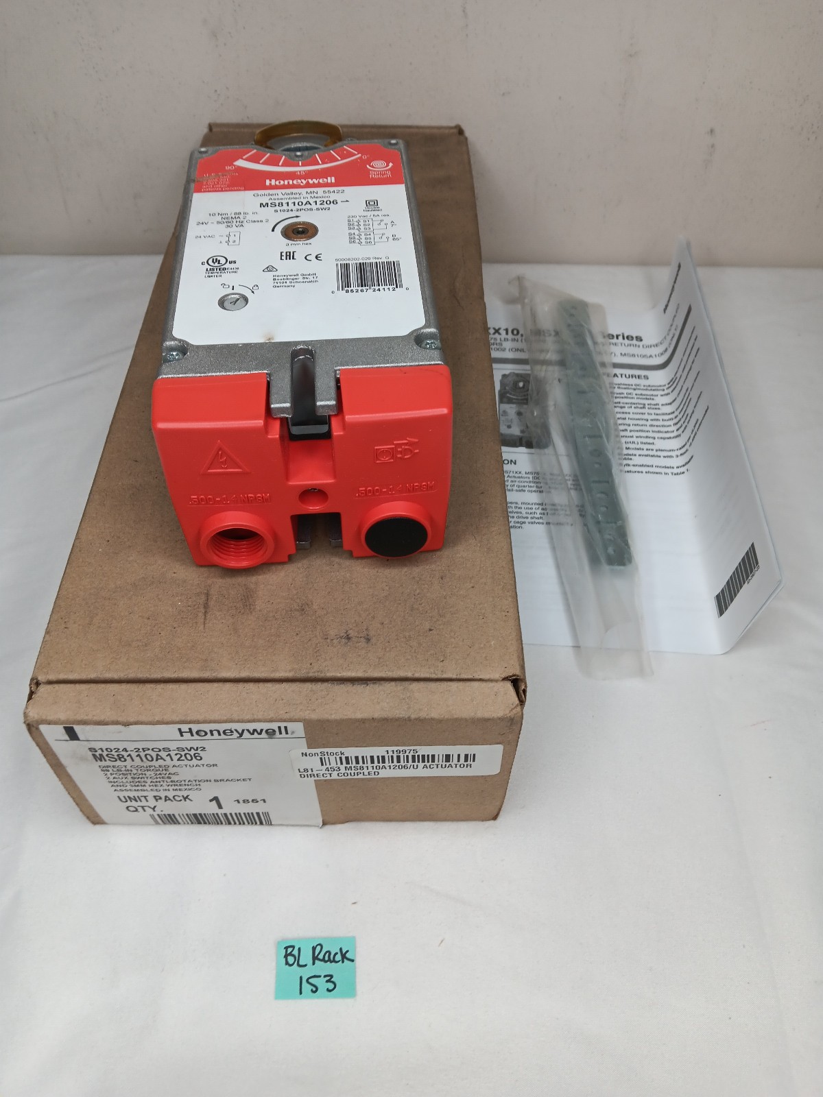 HONEYWELL MS8110A1206 Damper Actuator S1024-2POS-SW2
