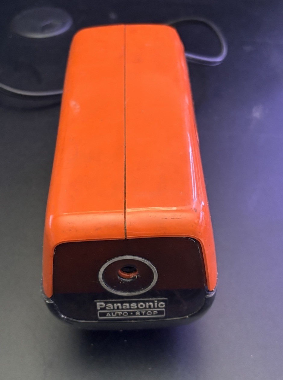 Vintage Panasonic Electric Pencil Sharpener Space Age Orange KP-88A Japan Works