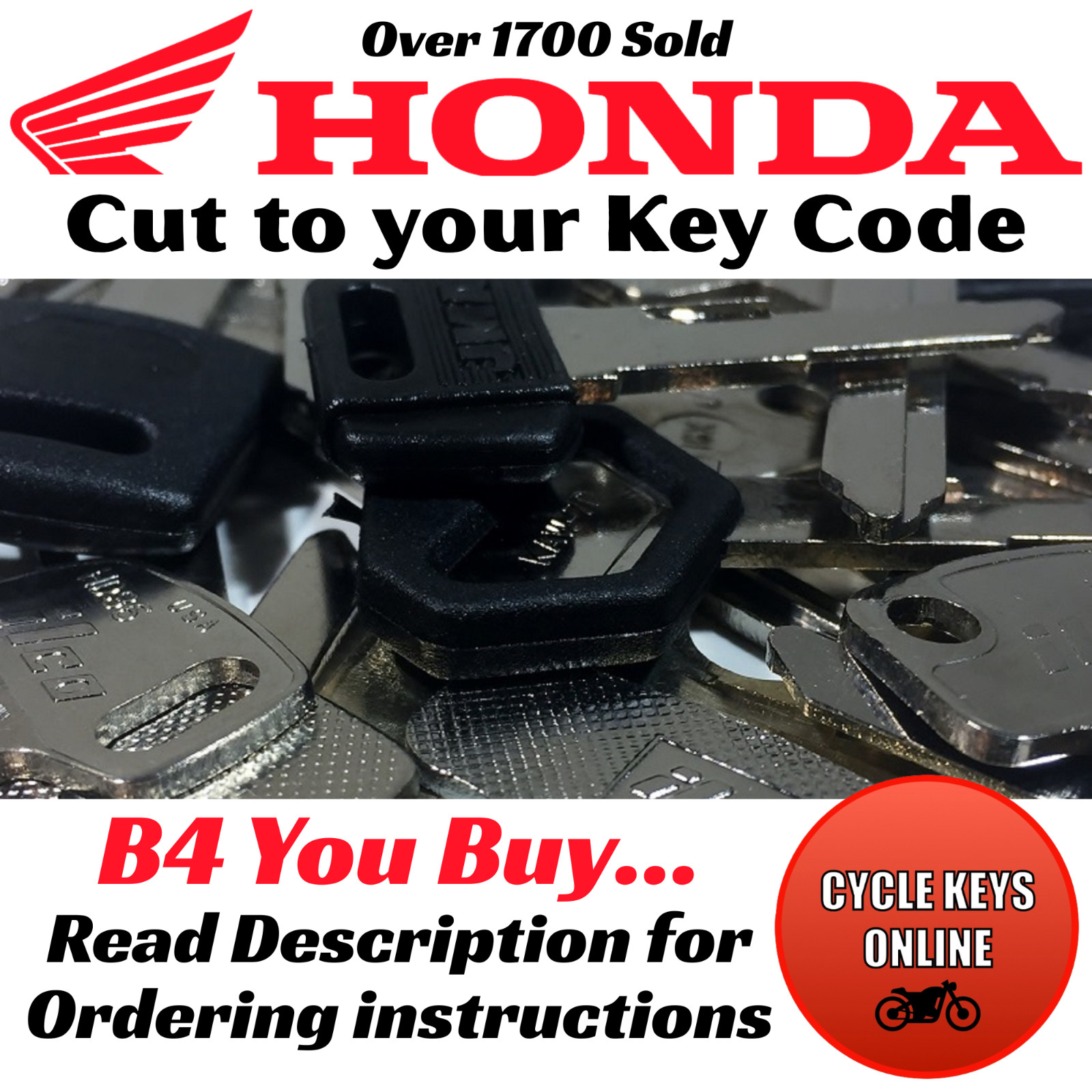 Honda ATV Keys Pioneer Keys Cut to Your Key Code READ DESCRIPTION B4 YOU BUY‼️