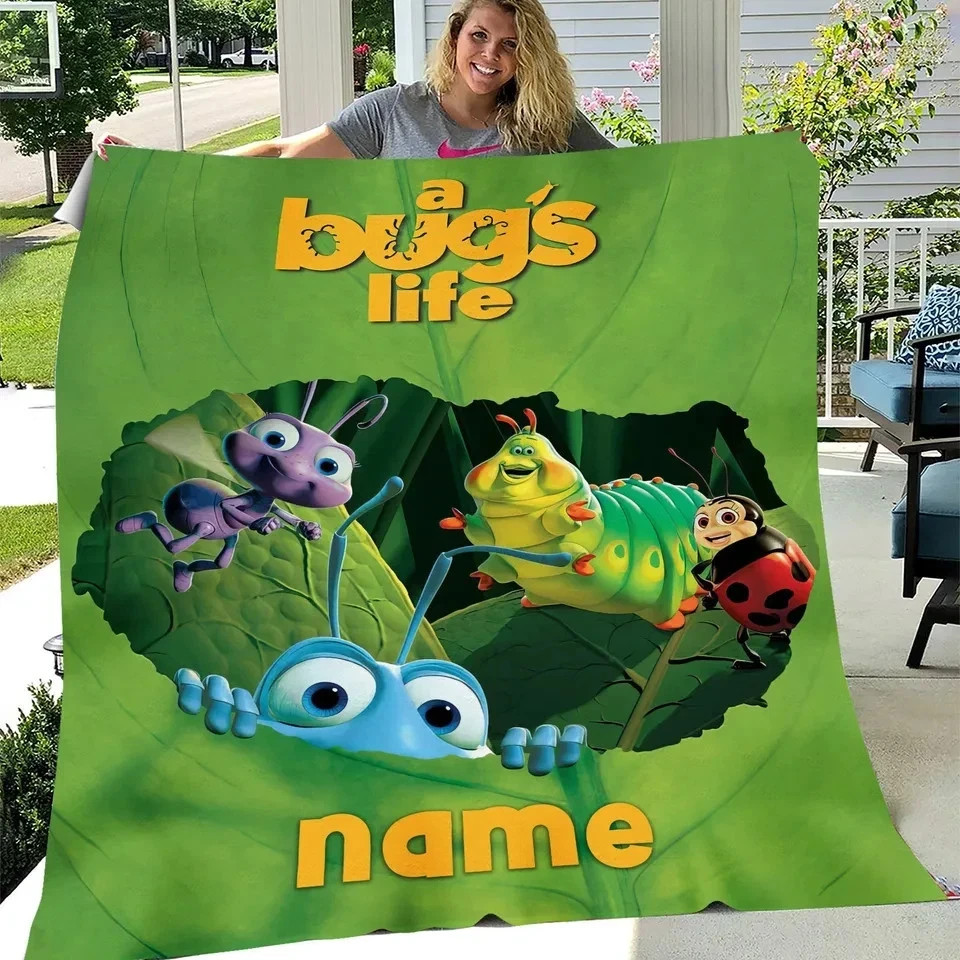 Custom Bug World Animated Movie Style Flannel Blanket Cozy Throw Kids Room