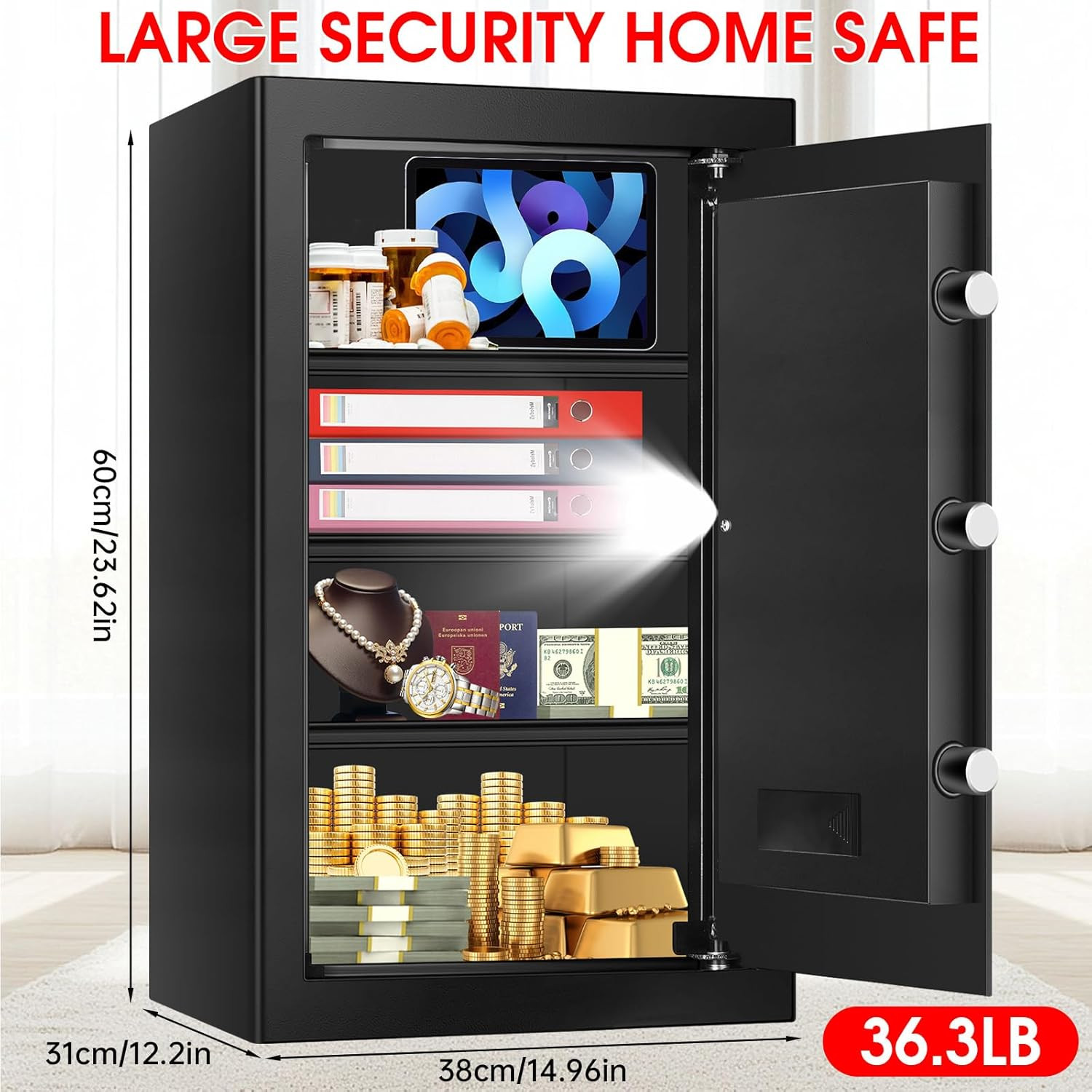 5.1 Cuft Fireproof Waterproof Safe with Electronic Keypad