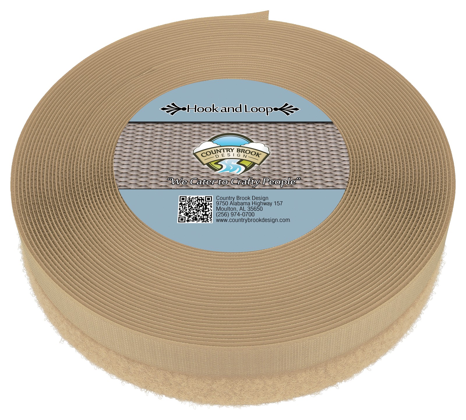 Country Brook Design | Beige Sew on Hook and Loop (1 inch, 10 yards)