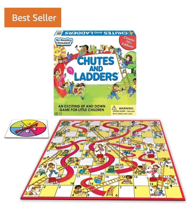 Nostalgic 1970's Chutes and Ladders Board Game for 2-4 Players - Fun Learning