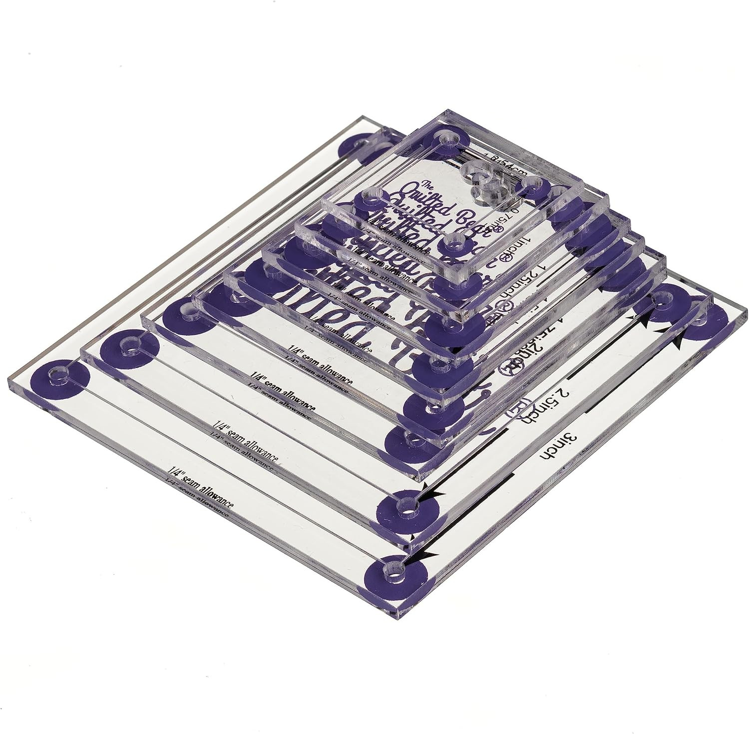 Square Quilting Templates – 8 Clear Non-Slip Acrylic Quilt Templates for Precise