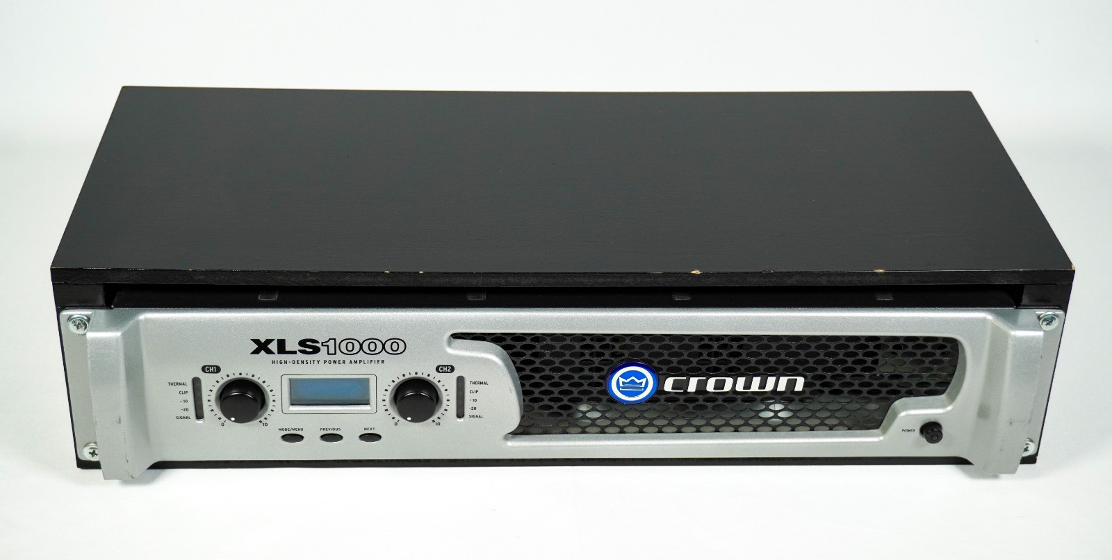 Crown XLS1000 Power Amplifier w/ Wood Rack Sleeve Tested Working Excellent