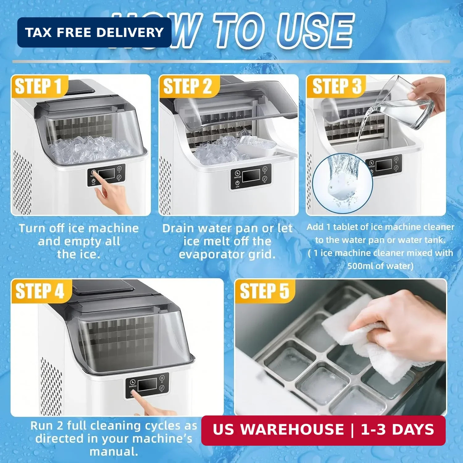 Bellisinno Ice Machine Cleaner Tablets, 36 Pack Countertop Ice Maker Cleaner, Ni