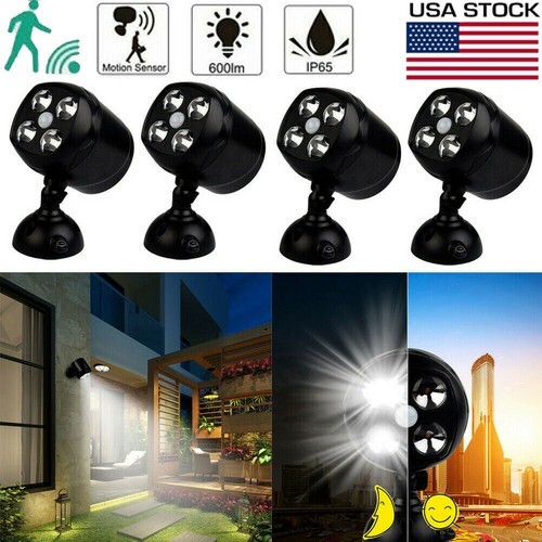 Outdoor LED Spotlight Motion Sensor Lamp Battery Powered Garden Security Light