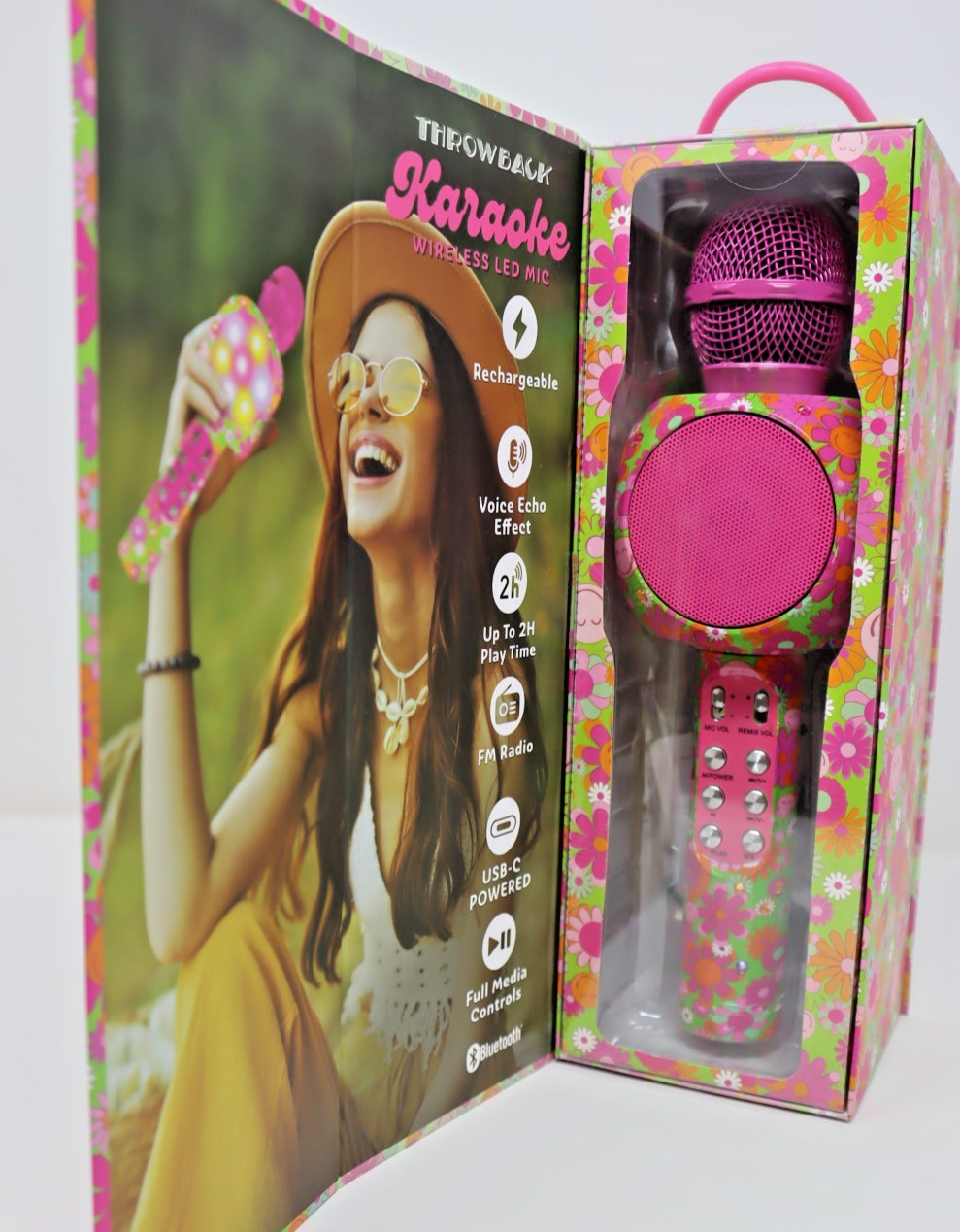 Throwback Karaoke Wireless Bluetooth MIC, Colorful LED Lights, NEW IN BOX