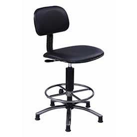 Vinyl Upholstered Swivel Stool Black 17"-21"H Seat