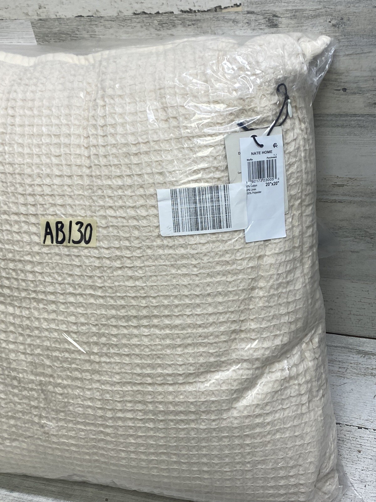 Nate Home by Nate Berkus Solid Woven Decorative Pillow Size 20x20” Parchment New