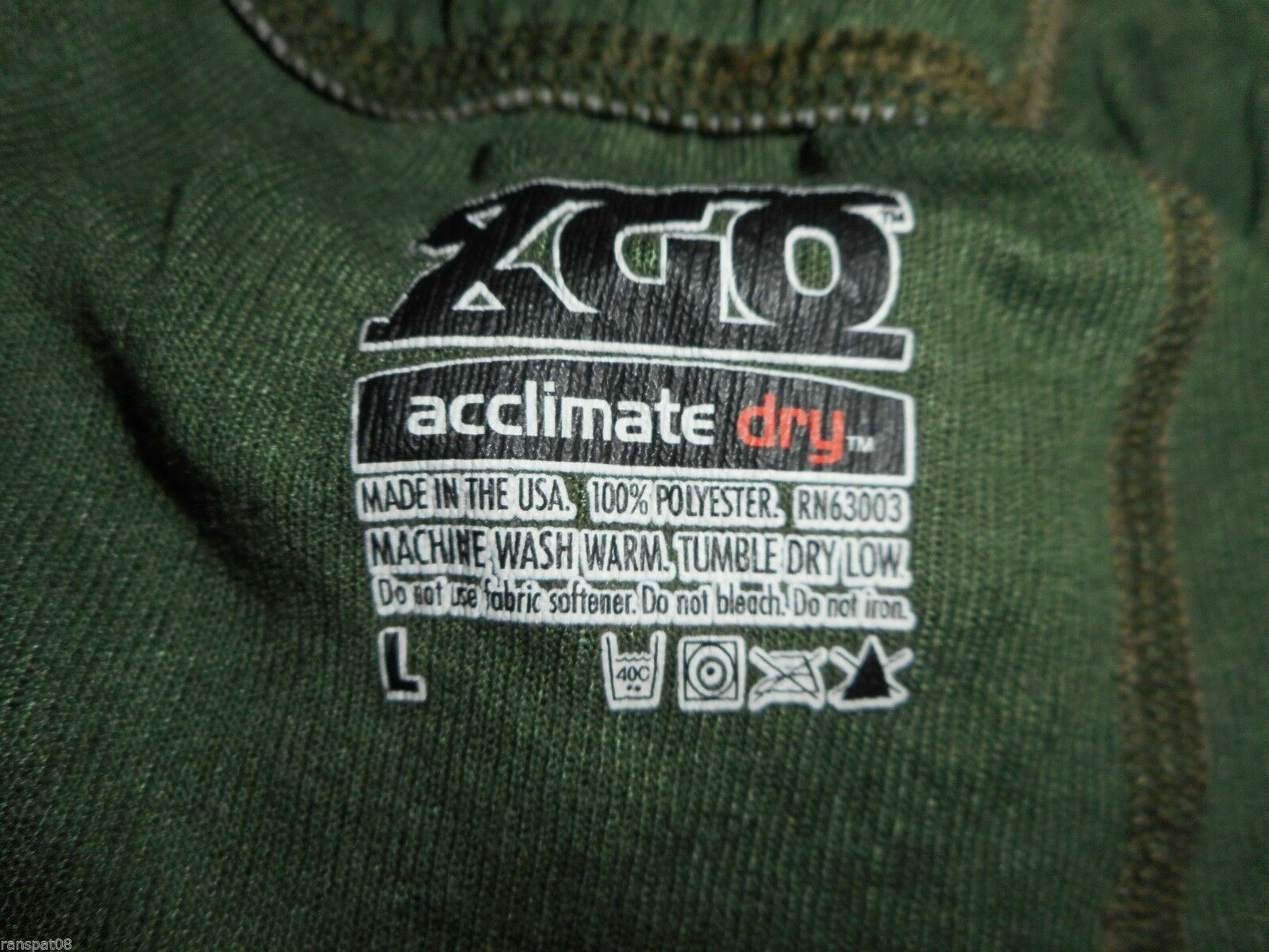 XGO ACCLIMATE DRY GREEN 100%POLYESTER LONG JOHNS SIZE, LARGE