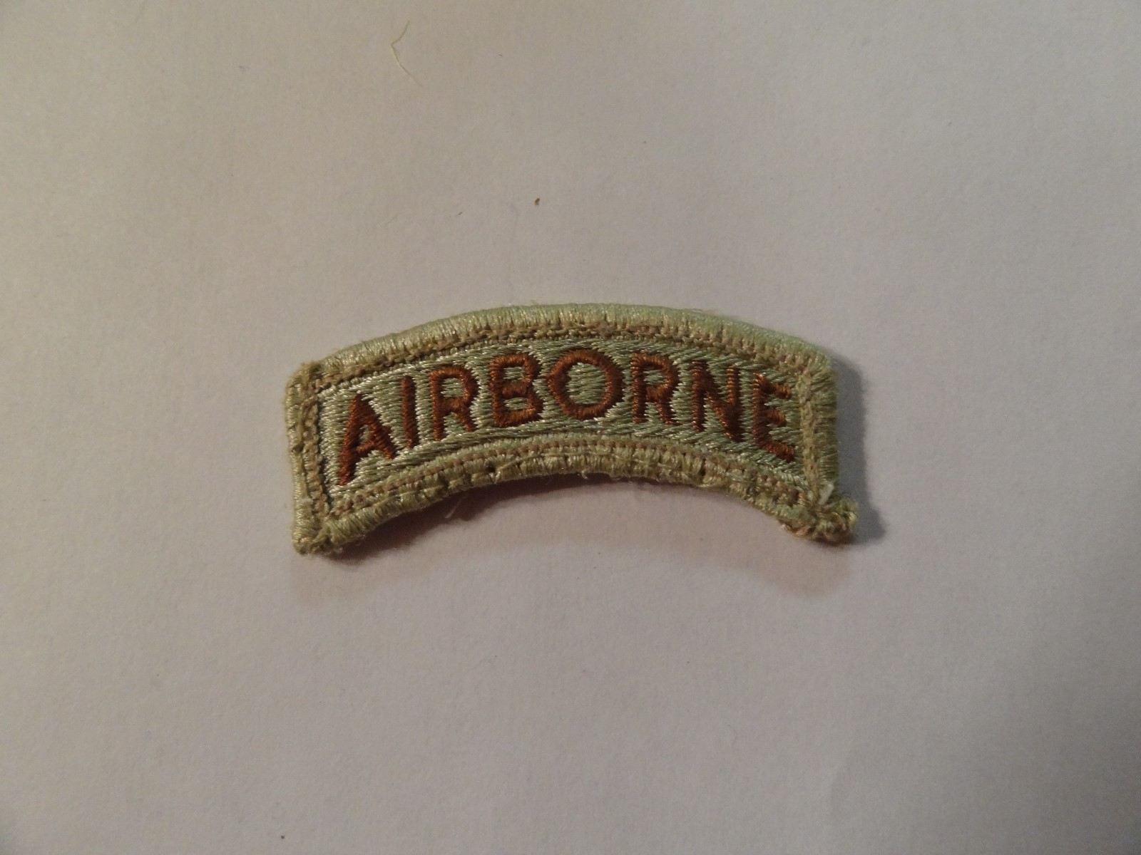 MILITARY PATCH US ARMY SHOULDER TAB SEW ON AIRBORNE DESERT TAN FOR DCUS
