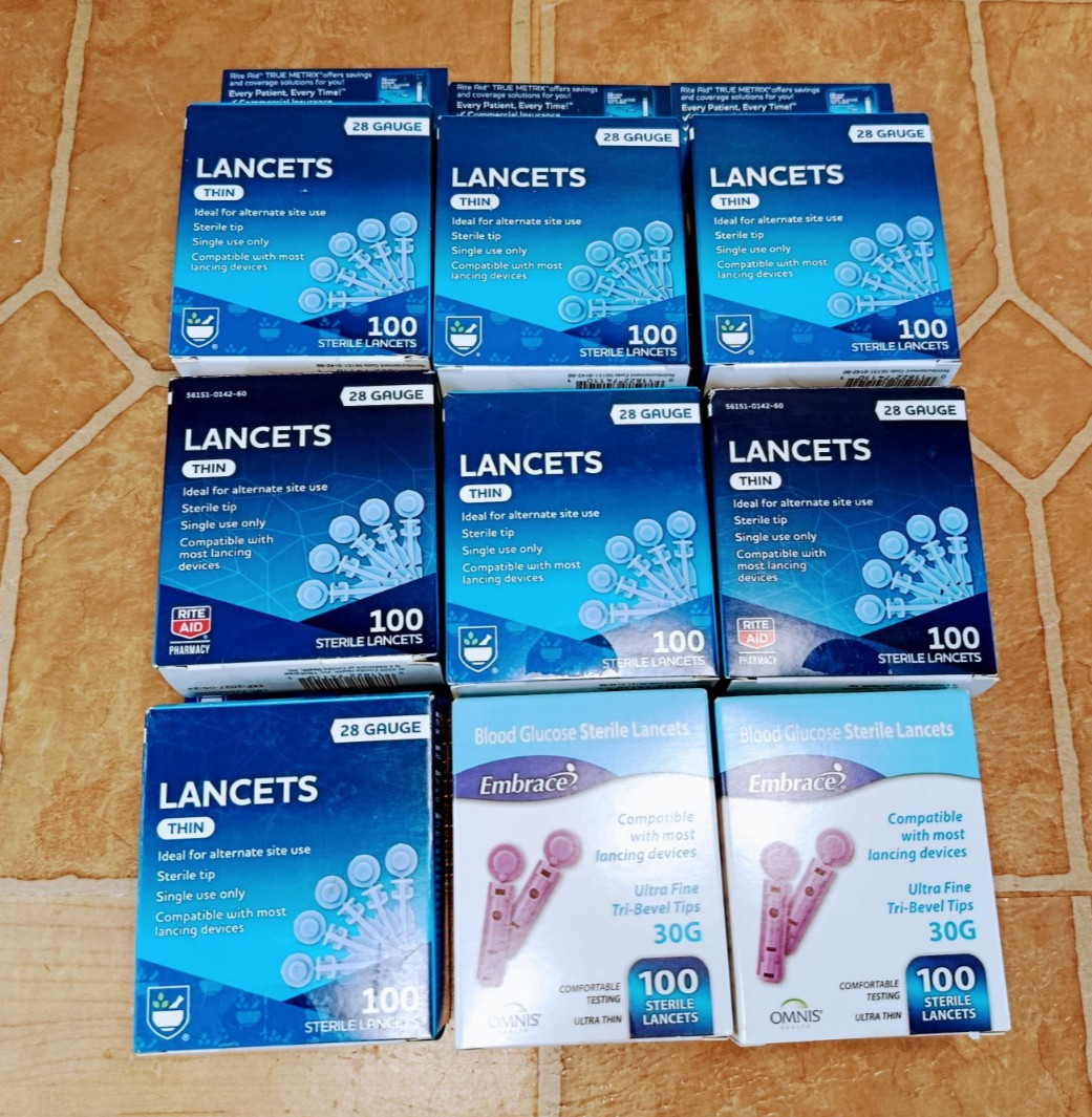 Universal Diabetic Test Lancets Rite-Aid & Embrace 28/30 Gauge Large Lot of 900
