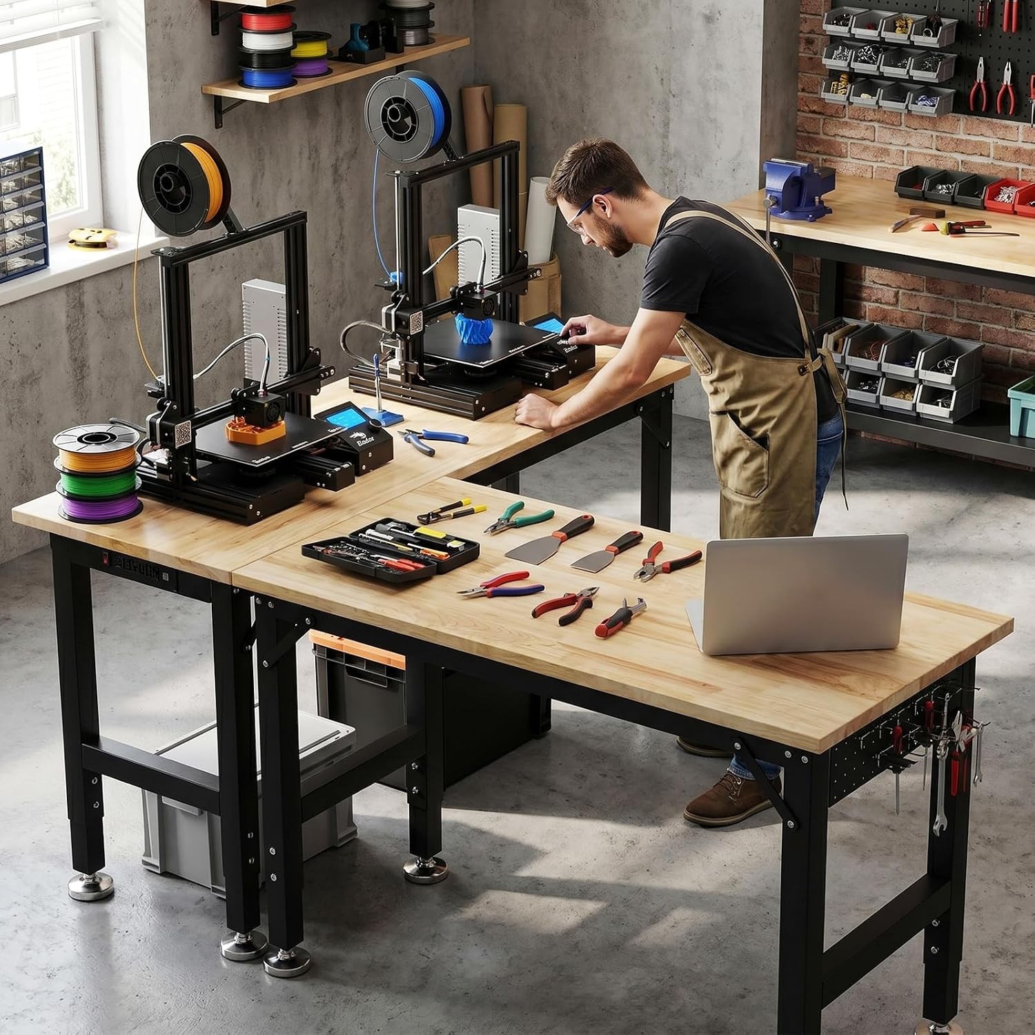 60" x 22" Heavy Duty Workbench 2000 LBS Capacity 31.5-39.5 in Adjustable Work