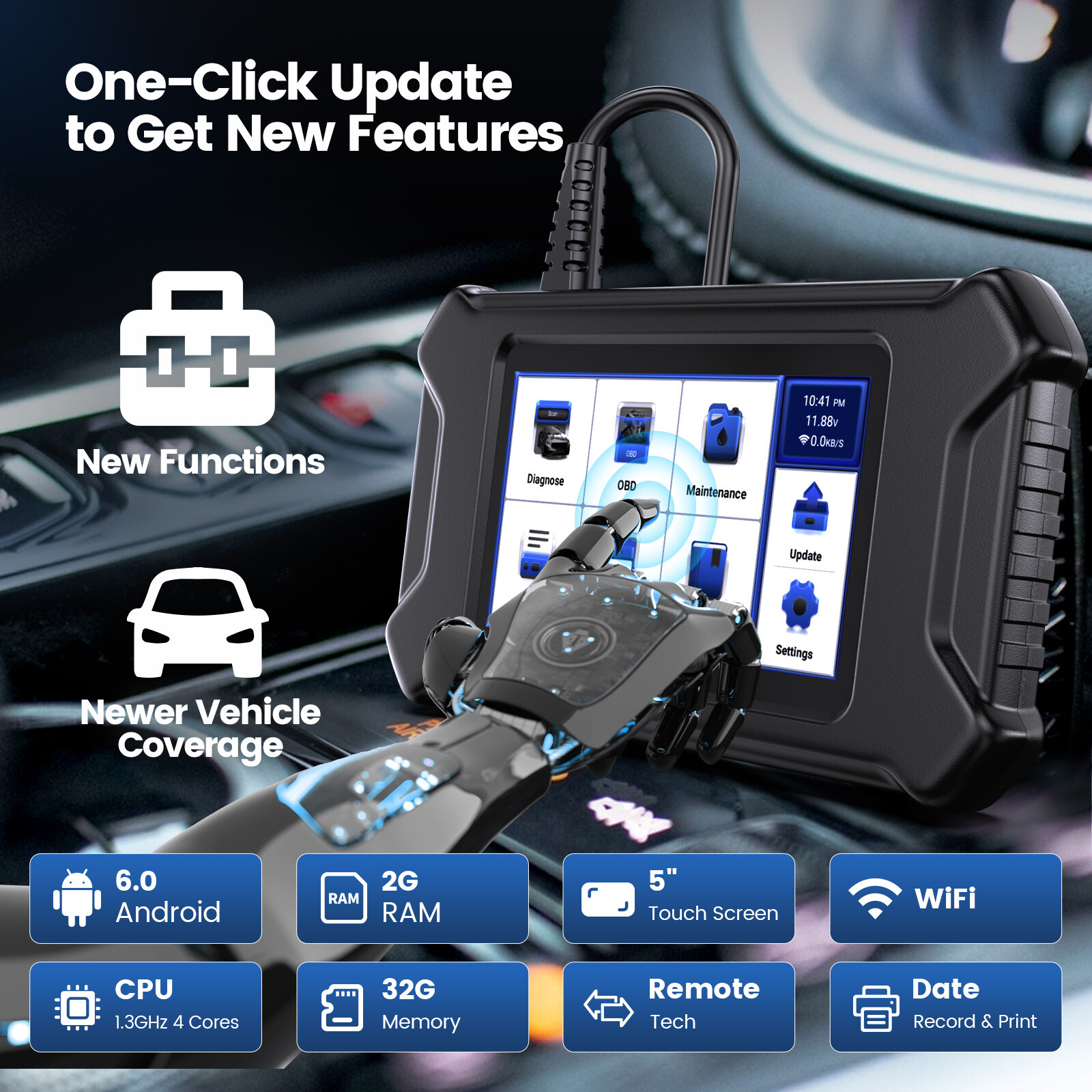 MUCAR CS6 OBD2 Scanner Code Reader Engine ABS SRS Transmission Diagnostic Tool